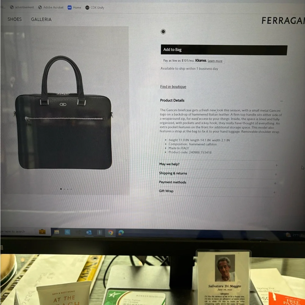 Salvatore Ferragamo Black Leather Men's Bag